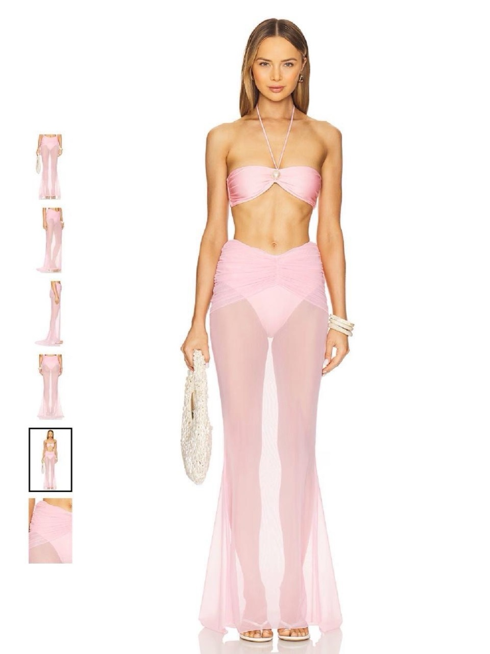 NWT Revolve x Shani Shemer Christine Maxi Sheer Candy Pink Skirt Coverup XS